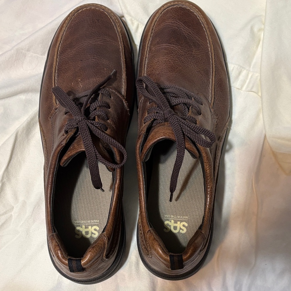 SAS Men's Dark Brown Leather Oxfords Size 12.5 - Picture 4 of 8